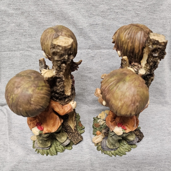 2 × 8" Wooden Art Figurine Of Boy And Girl In A Tree Branch With Pet Dog - Picture 9 of 11